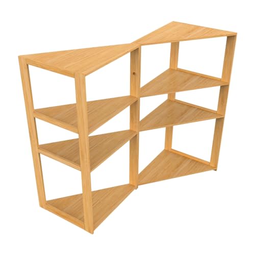 THINIA HOME - Estantería Esquinera de Bambú Natural con 3 Estantes, Mueble Auxiliar para Baño, Cocina, Salón U Oficina, Estilo Nórdico, 36.6x33.5x80 cm - imagen 3