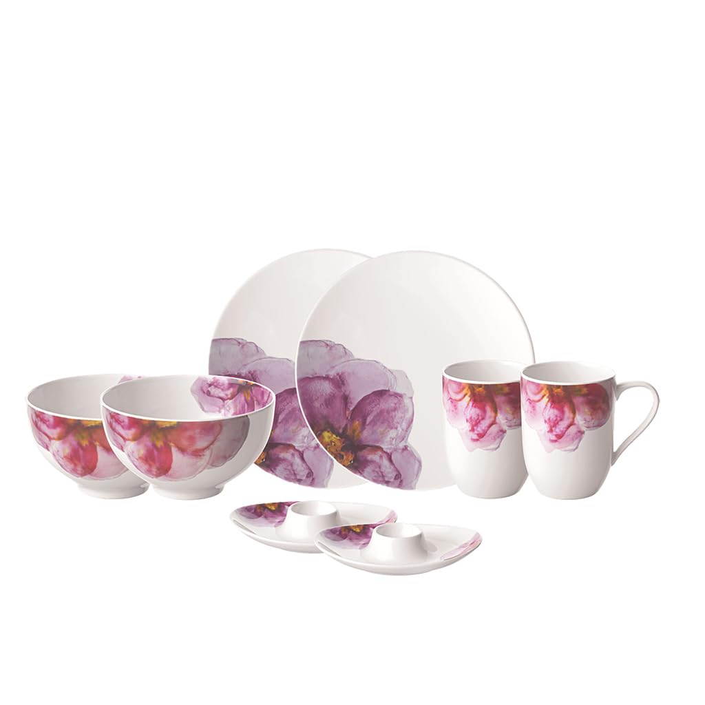 Piatto Piano Villeroy &amp; Boch Rose Garden - Design Romantico In Porcellana, 28,5x28,5 Cm