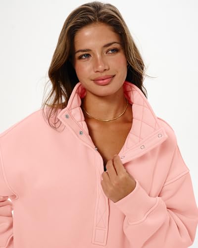 Locachy Womens Oversized Sweatshirt Henley Neck Pullover Tops 2026 Outfits — view 3