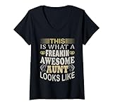 Photo Gallery freakin awesome aunt looks like - regali per zie, zia maglietta con collo a v Photo Gallery freakin awesome aunt looks like - regali per zie, zia maglietta con collo a v