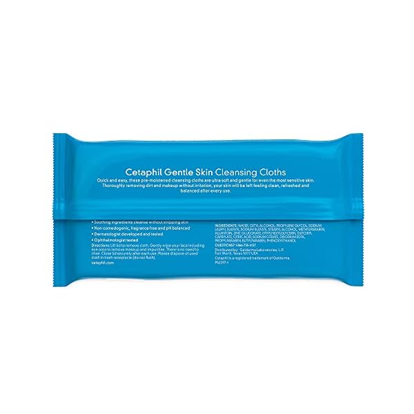 Cetaphil-Gentle-Skin-Cleansing-Cloths-25-Pack-of-2-Fragrance-free-50-Count Cetaphil Face and Body Wipes, Gentle Skin Cleansing Cloths, 50 Count, Twin Pack, for Dry, Sensitive Skin, Flip Top Closure, Great for the Gym, Travel, in the Car, Hypoallergenic, Fragrance Free