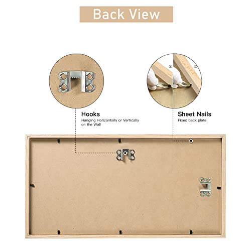 Multiple 3 Aperture Picture Frame for 10 x 15 cm Images,3 opening-6 x 4 Inch Natural Wood Color Photo Frame Made of Solid OAK Wood with Plexi-glass Front for Wall Mount,2 pack triple photo frames 6x4 - Image 2