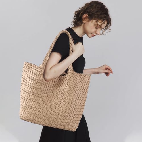 Image of JINMANXUE Fashion Woven Bag Shopper Bag Travel Handbags and Purses Women Tote Bag Large Capacity Shoulder Bags