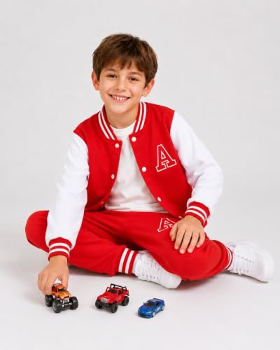 Image of Cakaner Boys Color Block Button Down Shirt and Jogger Pants Button Up Sweatsuits Sets (Size: 5-12T)