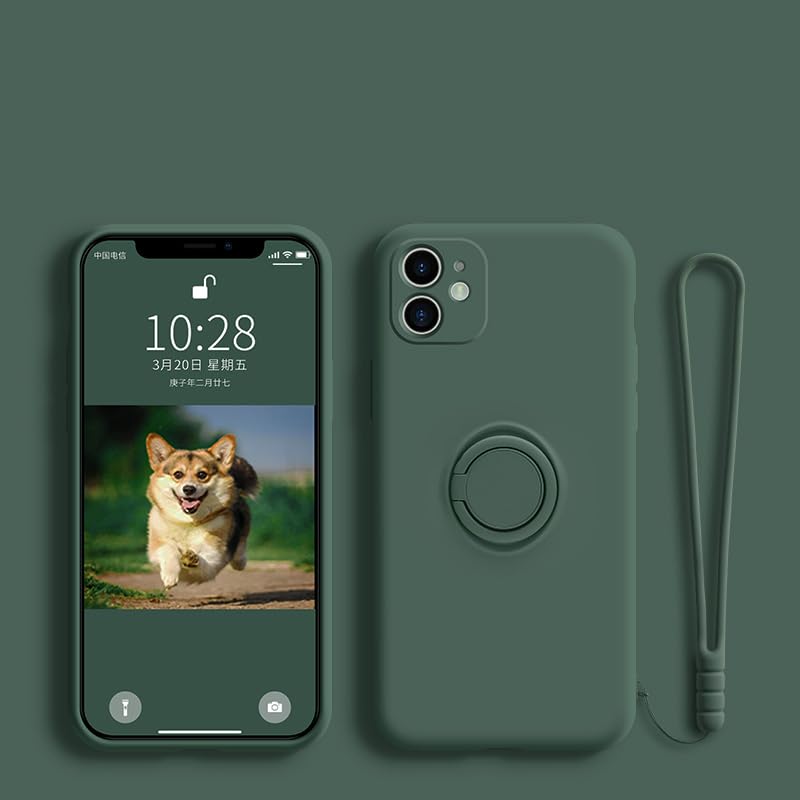 Coque silicone iPhone 11 Pro Max anti-chute avec sangle vert