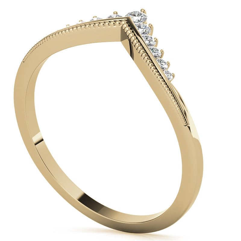 0.20 CT V-Shaped Round Cut Moissanite Diamond D Color Prong Setting Stackable Wedding Band In Gold And 925 Sterling Silver Ring For Women Engagement & Anniversary Band Ring For Her Or Mothers Day Ring3