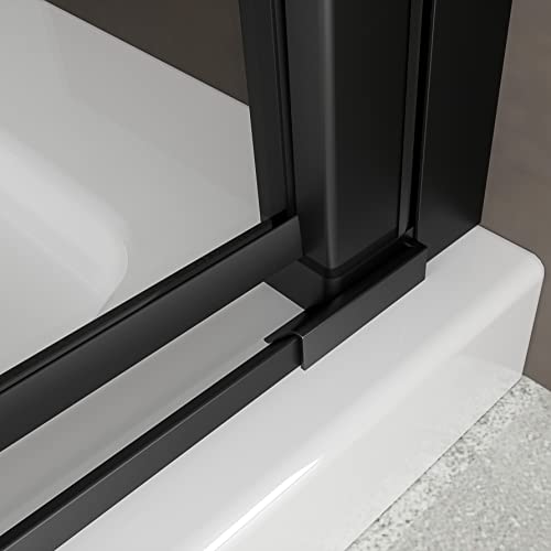 Duschtür STELLA 88x190 cm Nischentür Verstellbereich von 88-91 cm, Höhe: 190 cm, Dusche aus 6 mm Klarglas ESG Sicherheitsglas mit Nano und schwarze Aluminiumprofile - Alle Größen BC