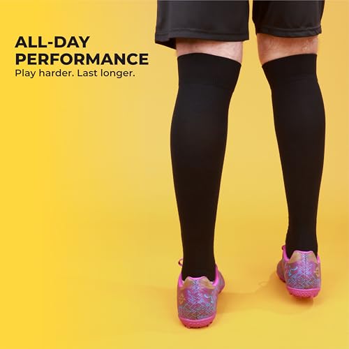 Image of Nivia Ashtang 2.0 Football Stockings, Pack Of 3 (Black, Orange, Blue), Large