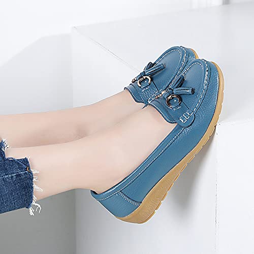 Image of Shoes Loafers for Women Classic Leather Loafers Casual Slip-On Boat Shoes ComfortWalking Moccasins Soft Sole Shoes