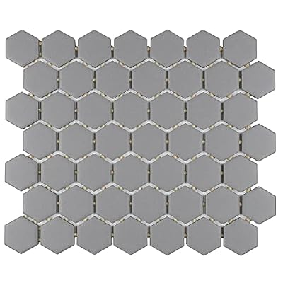 1.5" Dovetail Gray Matte Hexagon Wall Floor Tile (1 Sheet)