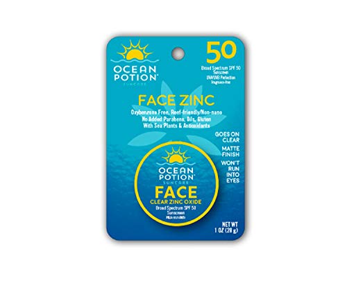 Ocean Potion Face Clear Zinc Oxide, Sunscreen SPF 50, 1 Ounce each, Pack of 3