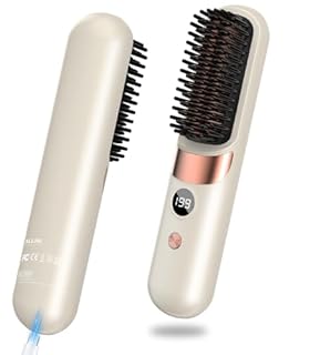 Go Brush Pro UK Cordless Hair Straightener Brush - Portable Rechargeable Ceramic Hair Styling Appliance Tool with 4 Adjustable Heat & 15-min Auto Shut-Off for Women Viral on Social Media