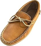 Laurentian Chief Moccasins with 8-Hole Collar for Men – Stylish and Comfortable House Slippers with Natural Rubber Sole – Leather Indoor and Outdoor Slippers (Cork, numeric_9)