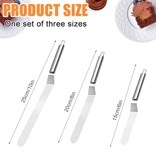 Torten Winkelpalette Set, 3 Stück STreichpaletten für Torten 6/8/10in, Zuckerguss Icing Spachtel, Winkelpalette Torte zum Bestreichen, Zuckergussmesser zum Dekorieren von Kuchen, Gebäck und Backen