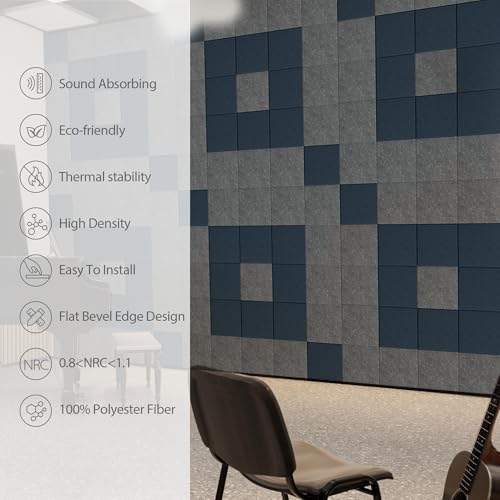 Image of 12 Pack Square Acoustic Panels Self Adhesive Sound Proof Foam