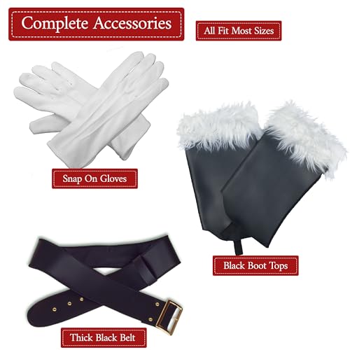 Sunnywood Supreme Santa Claus Suit for Men Professional Santa Costume with Wig and Beard, Belt, Gloves, and Boot Tops, X-Large