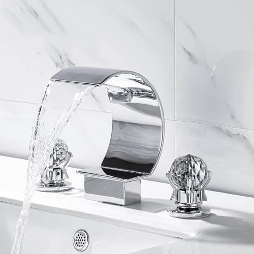 Robinets de lavabo cascade noirs à 3 trous pour moderniser une vasque de salle de bain