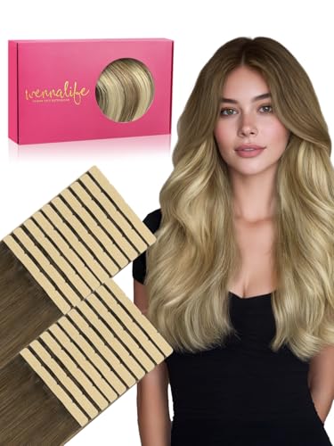 Image of WENNALIFE 3.15 inch Wide Tape in Hair Extensions Human Hair, Tape in Weft