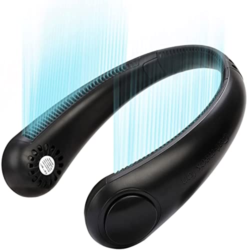 NetHong Portable Neck Fan, Neck Fans Rechargeable 3-Speeds Bladeless Fan, USB Powered Hands-Free Mini Fan 3000mAh Neck Fans for Women Rechargeable,360 Degrees Airflow, for Outdoor Indoor-Black
