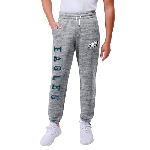 Ultra Game NFL Official Youth Super Soft Game Day Jogger Sweatpants, Philadelphia Eagles, Heather Gray, 14-16