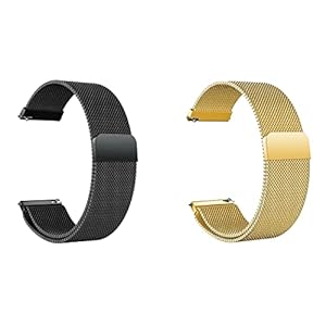 ONE ECHELON Quick Release horlogebandje compatibel met Timex Expedition North Traprock 43 mm stalen metalen gaas vervangende band, 2 stuks (zwart en goud)