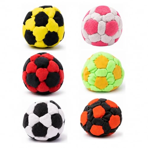 6 unidades de footbag con diseño de balón de fútbol, pelotas blandas de felpa para juegos de coordinación, sacos de malabares de vellón para interior y exterior, fiestas, recreos y actividades deporti