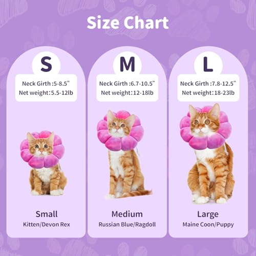 Image of Inflatable Dog Recovery Collar, Dog Cone Collar for After Surgery, Prevent Dogs from Biting & Scratching Wound E-Collars to Help with Healing Soft Pet Recovery Collar Does (Rose, L)