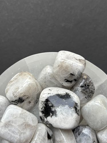 Image of Tumbled Stones, Natural Crystal Healing Stones, Home Office Decor, Aquarium Decorative Pebbles, Vase Fillers (Rainbow Moonstone, 50)