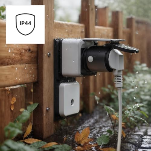 Hama WLAN Steckdose Outdoor (Smart Steckdose mit Matter Smart Home, mit Strommessung, universal, IP44, f&uuml;r Au&szlig;enbereich mit App und Sprachsteuerung, Smart Home Steckdose als Zeitschaltuhr, 2300 W)