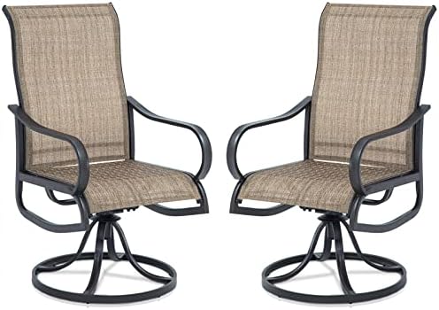 VONZOY Patio Swivel Chairs Set of 2, High Back Outdoor Dining Chair with Textilene Mesh Fabric for Lawn Garden Backyard