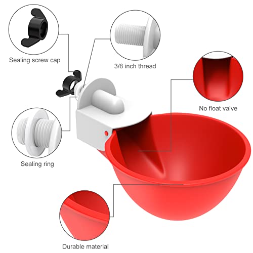 Mik-Nana Chicken Water Cups, Large Automatic Poultry Water Feeder Kit, Poultry Drinking Bowl Suitable for Chicks, Duck, Goose, Quail, Bunny and Turkey – 6 Pack