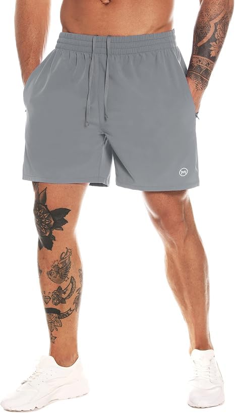 MOVEUP Short d'entraînement hommes séchage rapide poches zippées