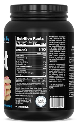 Image of PEScience Select Protein Powder, Whey and Casein Blend, Lean Protein Powder for Women and Men, Low Calorie, Low Carb, Keto Friendly, Gluten Free, Frosted Sugar Cookie - 27 Servings
