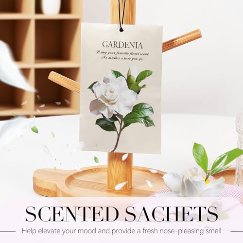 Image of Gardenia Scented Sachet Bags - 12 Pack Drawer & Closet Freshener, Long Lasting Odor Eliminator for Wardrobes, Cars & Storage, Home Fragrance Air Freshener Sachets