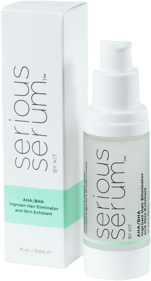 Serious Serum Exfoliating Ingrown Hair Serum – Glycolic, Lactic & Salicylic Acid Formula for Smooth Skin – Razor Bumps, Ingrown Hairs & Razor Burn – Hydrating Formula for Post-Shave & Waxing Care