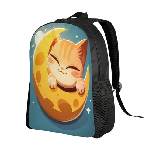 Waterproof Backpack Cat Moon Sleeping 16Inch Unisex Backpack Gym Casual Daypack for Women Men Gift2