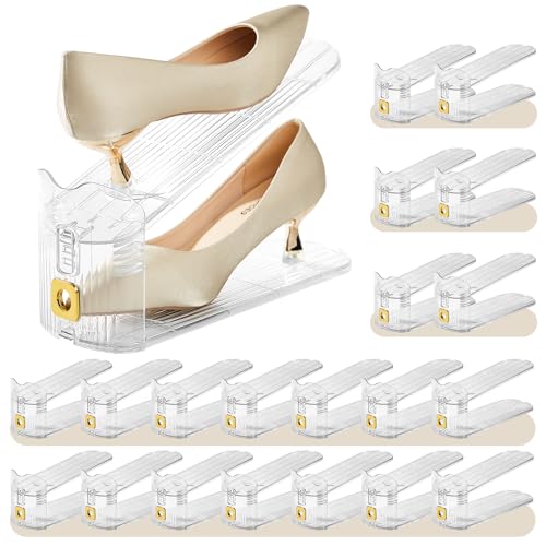 MOVDEET 36 Pack Shoe Slots Organizer for Closet, Adjustable Shoe Stackers for a Pair of Shoes Shoe Rack Storage Shoe Space Saver 50% Shoe Shelf Display Holder for Closet