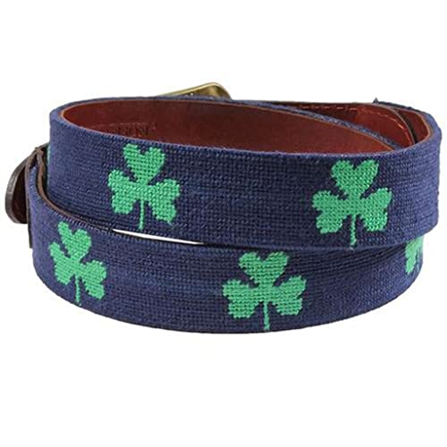 Shamrock Needlepoint Belt in Dark Navy by Smathers & Branson2