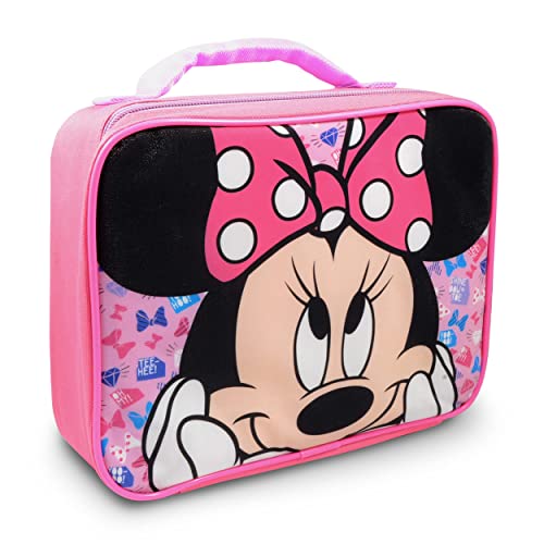 Disney Minnie Mouse Insulated Lunch Bag Smiling Bows Pink Padded Handle Girls Premium Insulated Lunch Bag