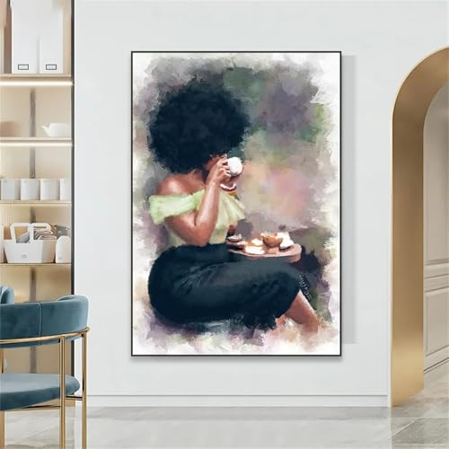 Art africain tableau femme noire abstrait pour sublimer un mur vide