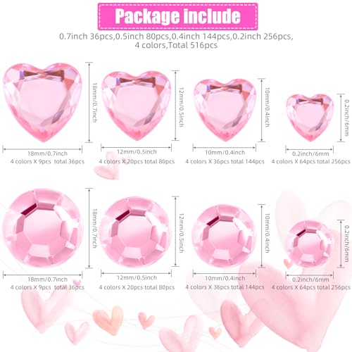 Calcomanías acrílicas de corazón para decorar manualidades sin usar pegamento líquido 3
