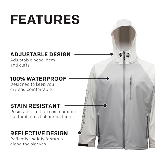Image of Grunden's Men's Tourney Jacket - Hooded Waterproof Fishing Jacket, Lightweight Athletic Fit, Packable Rain Coat