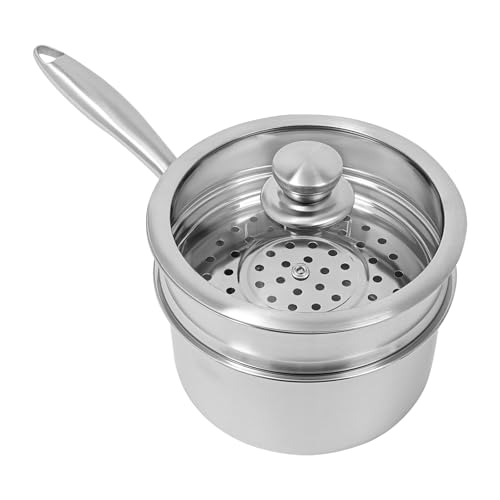 Donened - Olla de vapor de inducción, olla de vapor con tapa de cristal y vaporera, olla de acero inoxidable de 16 cm, apta para lavavajillas, para cocina de gas, cocina de inducción