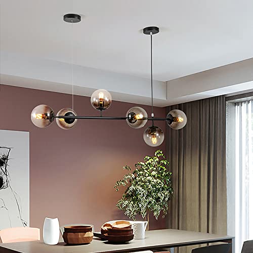 SXSHEYS Lámpara de araña Moderna de Madera con Anillo LED, lámpara Colgante Japonesa de 1 luz, lámpara de Techo Circular Regulable contemporánea para Isla de Cocina, Sala de Estar y Comedo