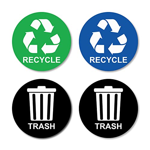 SHOP A THING - Recycle Trash Sticker – Vinyl Decal Trash Recycle Bin–Waterproof Indoor and Outdoor Use-Trash Bin Sticker for Hospital, Kitchen and Restaurant –Green, Blue, and Black Decal - ST 019