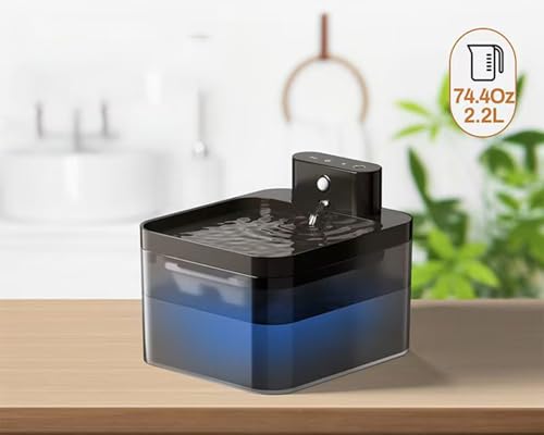 Fuente de agua automática para gatos 2.2L, azul miniatura 6