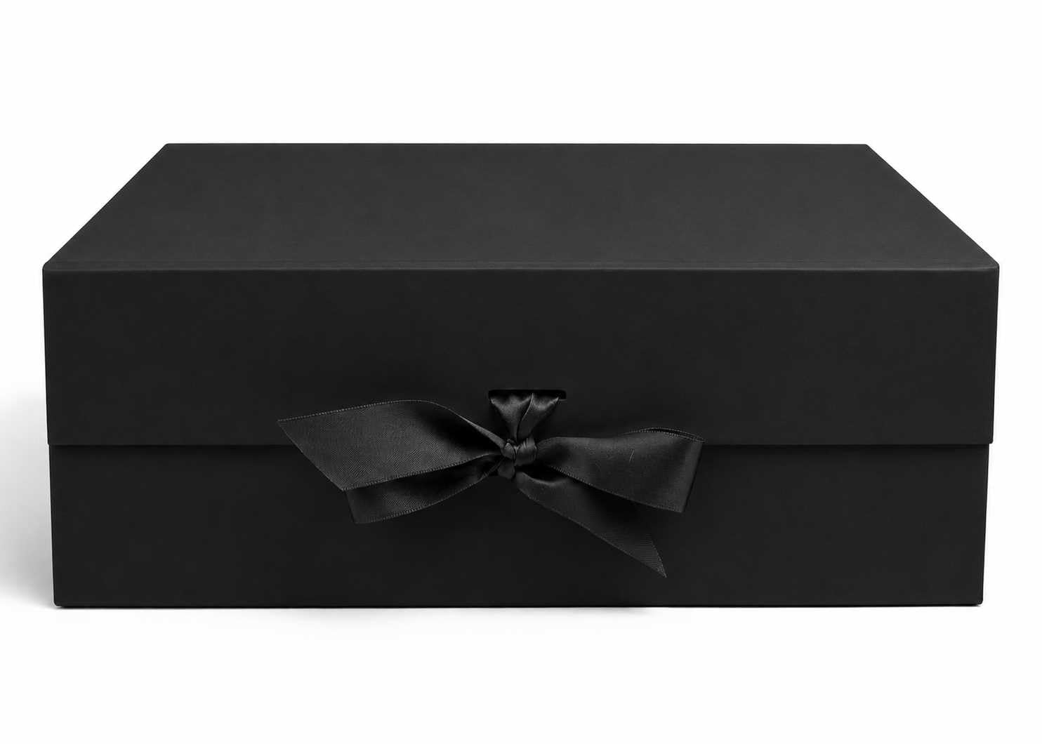 Emartbuy Black Flat Pack Magnetic Gift Box with Ribbon 33 x 25 x 12 cm โ image 1