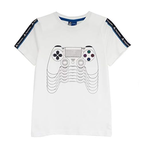 Playstation PS4 fjärrkontroll flickor t-shirt | officiella varor | åldrarna 4–12, PS4 PS5 spelgåvor, flicktoppar, barnkläder, barns spel födelsedagspresent idé, Vitt, 8-9 År