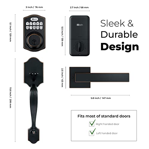 Ixtech Keyless Entry Door Lock, Keypad Door Lock With Handle, Front Door Lock Set For Right And Left Hand Front Doors, Electronic Keypad Deadbolt, Auto Lock, Easy To Install, Oil Rubbed Bronze #TOP7