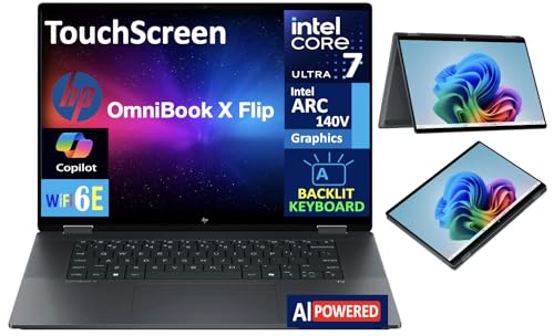 Image of HP OmniBook X Flip 2-in-1 AI Powered 2-in-1 Laptop 16.0 inch Touchscreen IPS WUXGA Display (Intel Ultra 7-256V, 16GB LPDDR5X, 8TB PCIe SSD, Backlit KB, Thunderbolt 4, Win 11 Pro) w /Premium Backpack